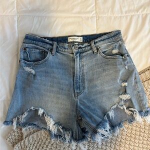 Abercrombie & Fitch Medium Blue High-Rise Mom Shorts